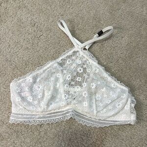 NWT White Victoria's Secret Halter Criss Cross Neck Bralette - Size Large